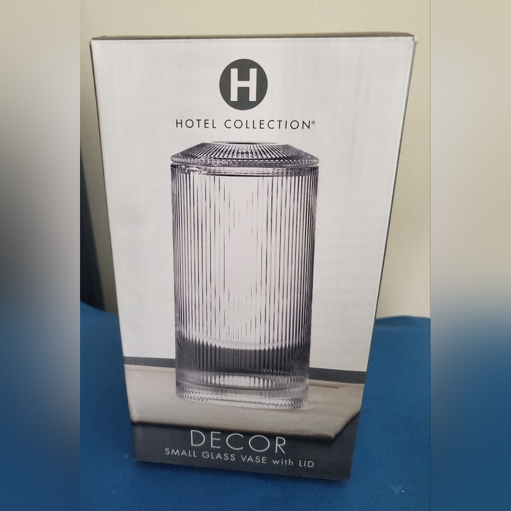 Hotel Collection  small glass vase with lid.